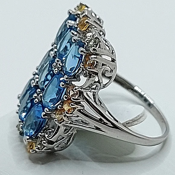 Natural Oval Swiss Blue Topaz 6x4mm Sapphire 925 Sterling Silver Ring Sz 7 - Picture 11 of 13